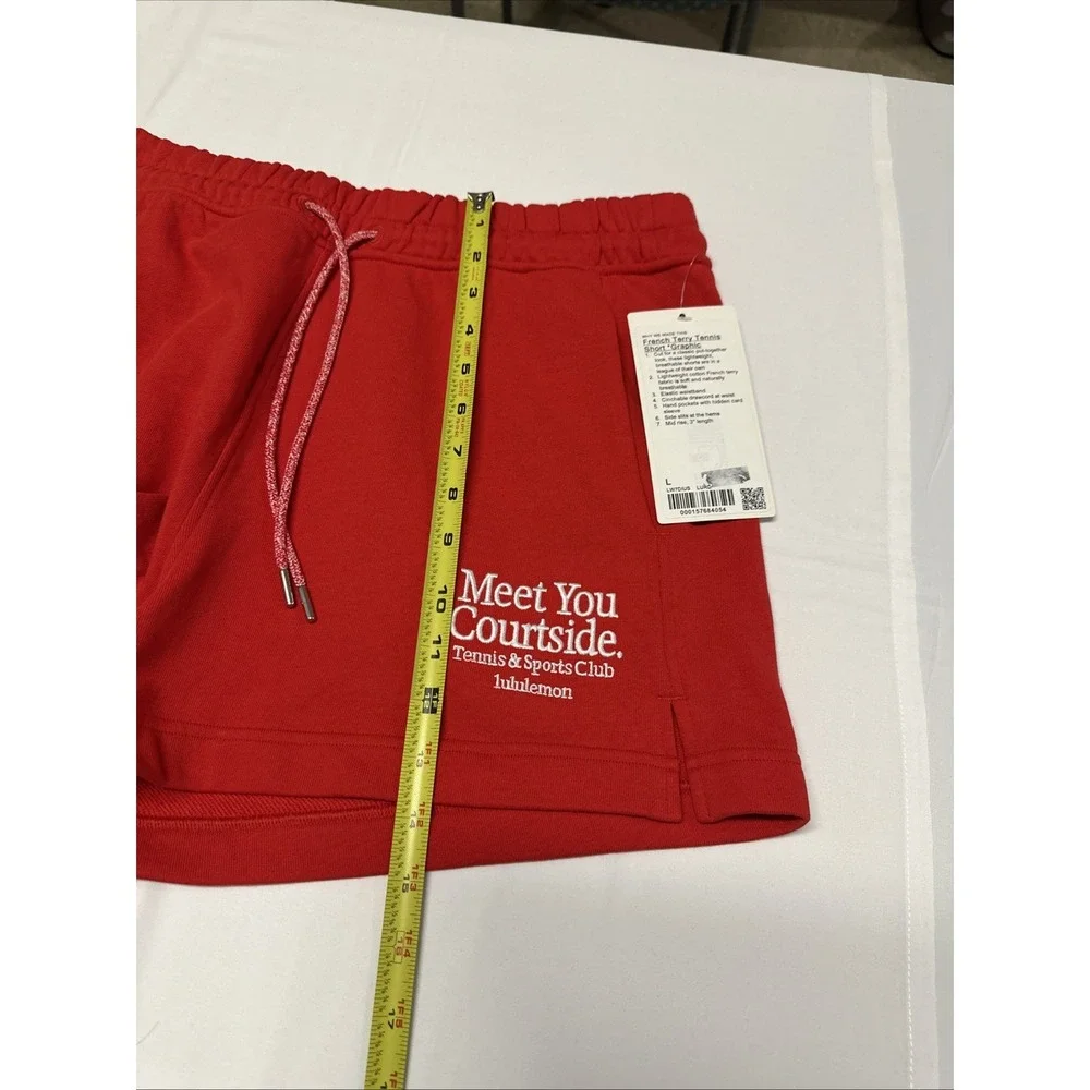 Lululemon Size Large French Terry Graphic Mid Rise Tennis Shorts LURD 3